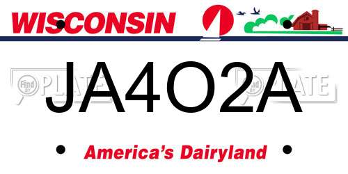 JA4O2A Wisconsin License Plate