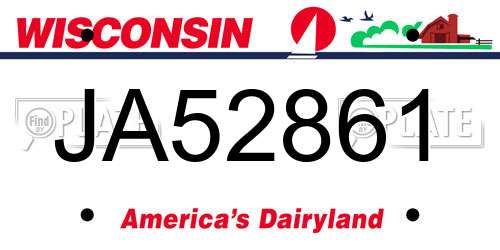 JA52861 Wisconsin License Plate