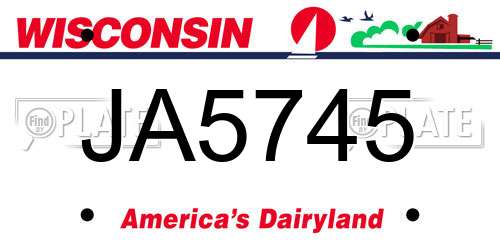JA5745 Wisconsin License Plate