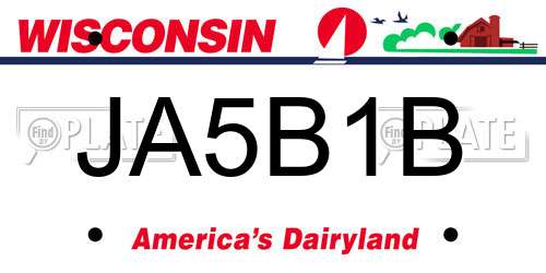 JA5B1B Wisconsin License Plate