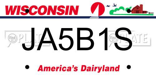 JA5B1S Wisconsin License Plate