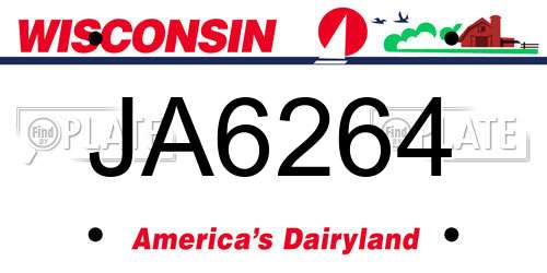 JA6264 Wisconsin License Plate