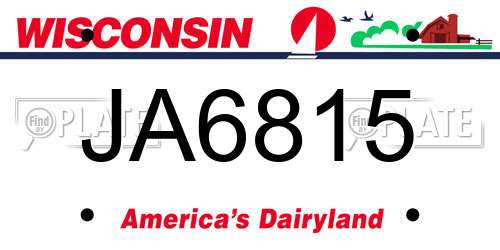 JA6815 Wisconsin License Plate