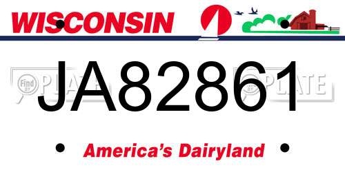 JA82861 Wisconsin License Plate
