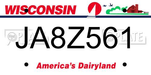 JA8Z561 Wisconsin License Plate