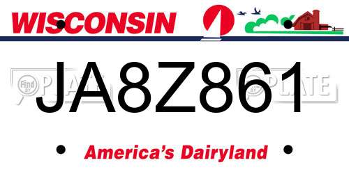 JA8Z861 Wisconsin License Plate