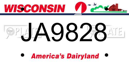 JA9828 Wisconsin License Plate