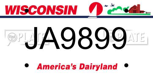 JA9899 Wisconsin License Plate