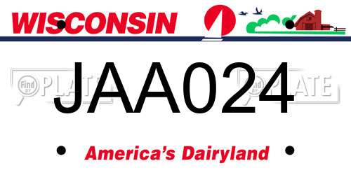 JAA024 Wisconsin License Plate