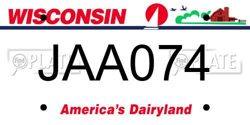 JAA074 Wisconsin License Plate