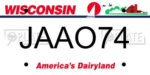 JAAO74 Wisconsin License Plate