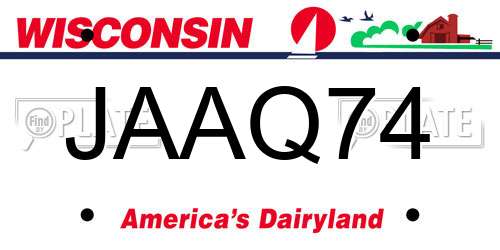 JAAQ74 Wisconsin License Plate