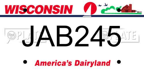 JAB245 Wisconsin License Plate