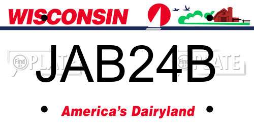 JAB24B Wisconsin License Plate