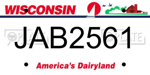 JAB2561 Wisconsin License Plate