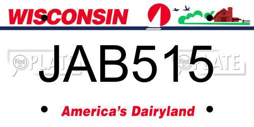 JAB515 Wisconsin License Plate