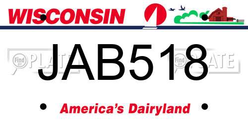 JAB518 Wisconsin License Plate