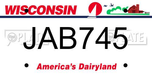 JAB745 Wisconsin License Plate