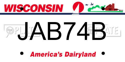 JAB74B Wisconsin License Plate