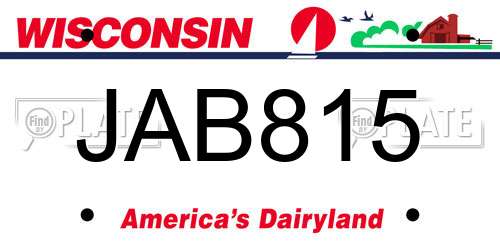 JAB815 Wisconsin License Plate