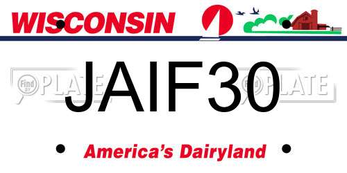 JAIF30 Wisconsin License Plate