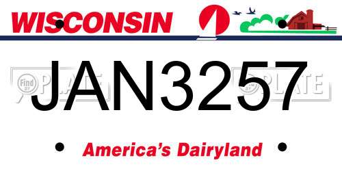 JAN3257 Wisconsin License Plate