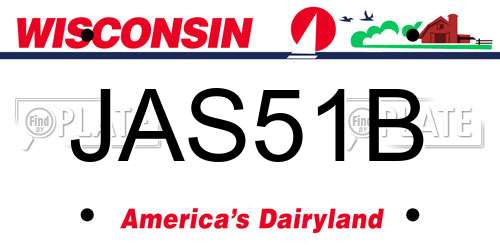 JAS51B Wisconsin License Plate