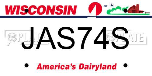 JAS74S Wisconsin License Plate