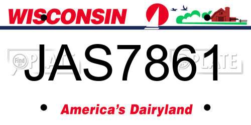 JAS7861 Wisconsin License Plate