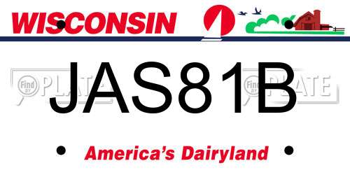 JAS81B Wisconsin License Plate