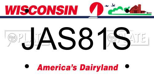 JAS81S Wisconsin License Plate