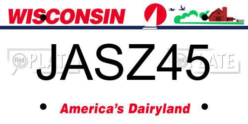 JASZ45 Wisconsin License Plate