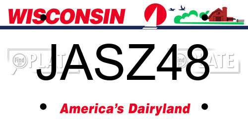 JASZ48 Wisconsin License Plate