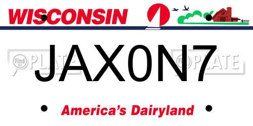 JAX0N7 Wisconsin License Plate
