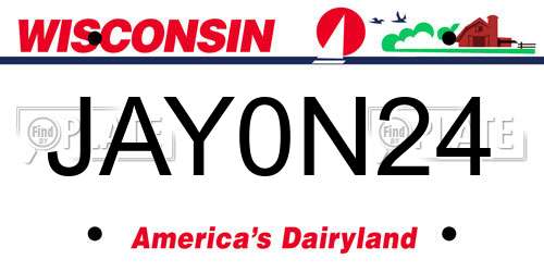 JAY0N24 Wisconsin License Plate