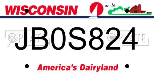 JB0S824 Wisconsin License Plate