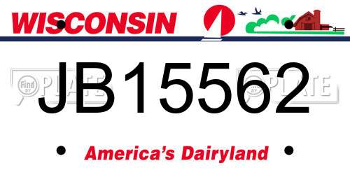 JB15562 Wisconsin License Plate