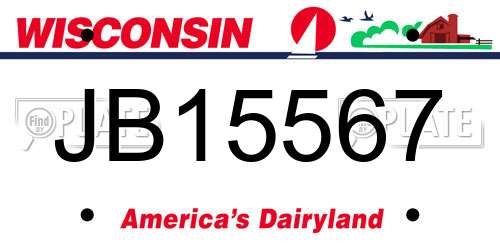 JB15567 Wisconsin License Plate