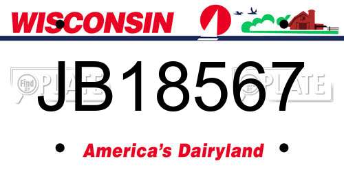 JB18567 Wisconsin License Plate