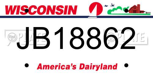 JB18862 Wisconsin License Plate