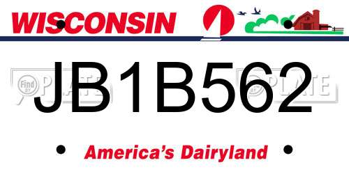 JB1B562 Wisconsin License Plate