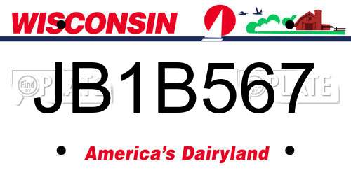 JB1B567 Wisconsin License Plate