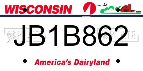 JB1B862 Wisconsin License Plate