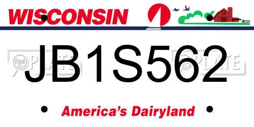JB1S562 Wisconsin License Plate