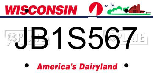 JB1S567 Wisconsin License Plate