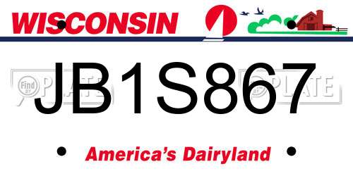 JB1S867 Wisconsin License Plate