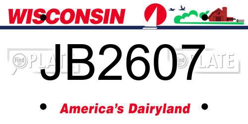 JB2607 Wisconsin License Plate