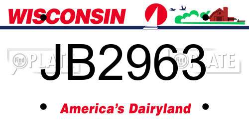 JB2963 Wisconsin License Plate