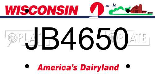 JB4650 Wisconsin License Plate
