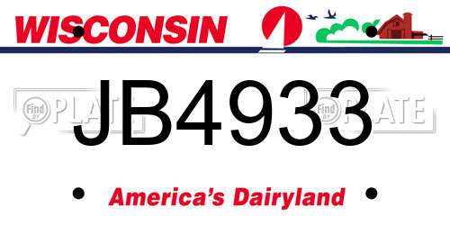 JB4933 Wisconsin License Plate